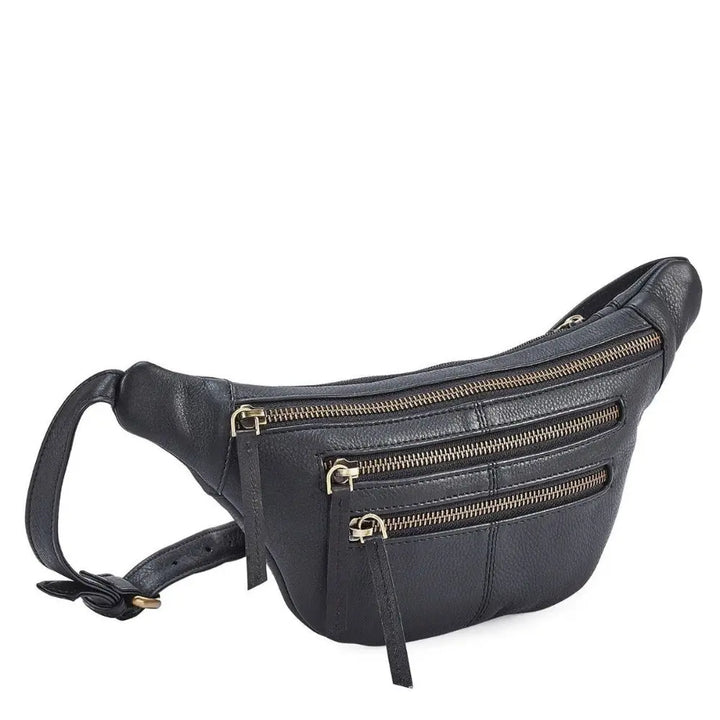 Style Chile. Mindre sort bumbag / bæltetaske i kvalitetsskind Octopus Denmark