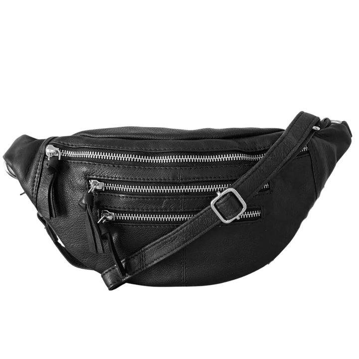 Style Cinta i ny opgraderet variant. Sort m. lynlåse i sølv og aftagelige remme. Fed bestseller bumbag i smukt læder Octopus Denmark