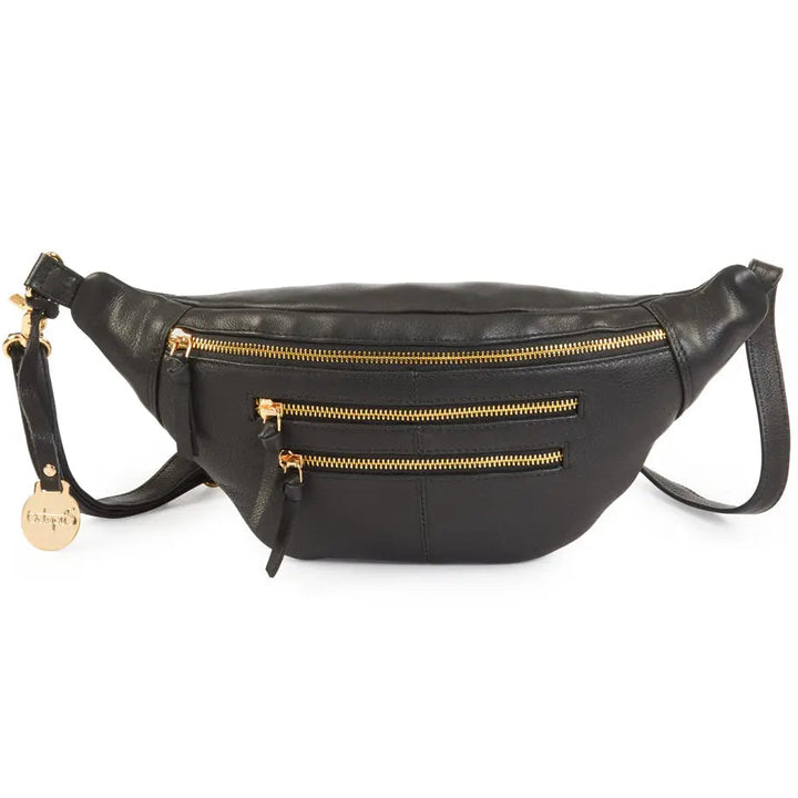 Style´ Cinta i sort m. lynlåse i guld. Flot kombineret bumbag / bæltetaske i smukt læder Octopus Denmark