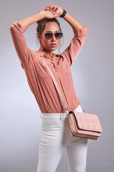 Style Malaysia I Rosa Crossbody Skuldertaske I L der Med Flot M nster