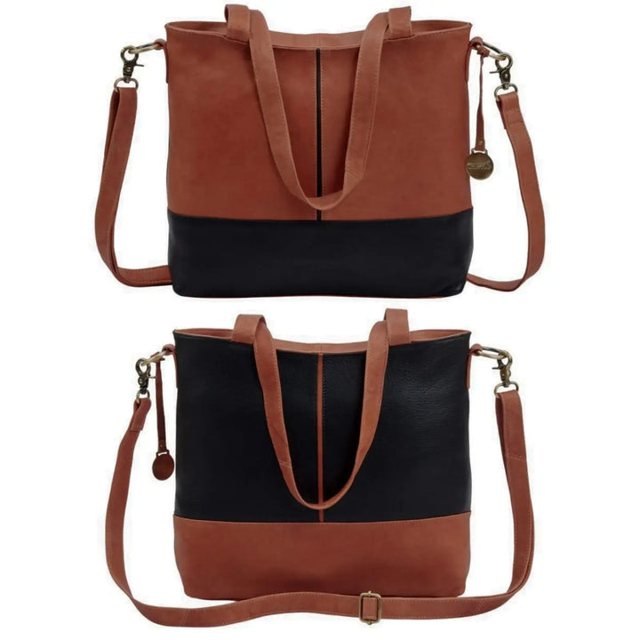 BEMÆRK: Kollektionsprøve. Style Naples i sort/cognac-brun. Denne vidunderlige hånd,- skulder- og crossbodytaske har forskellige farver på for- og bagside Octopus Denmark
