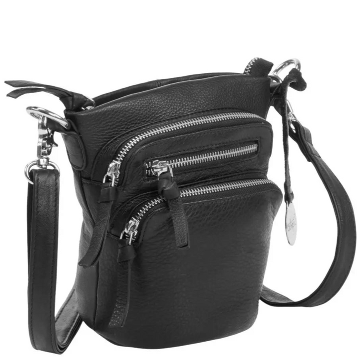 Style Nepal i sort i ny mellemstørrelse. Enestående og sublim skulder- og crossbodytaske i smukt design med rund bund - Octopus Denmark
