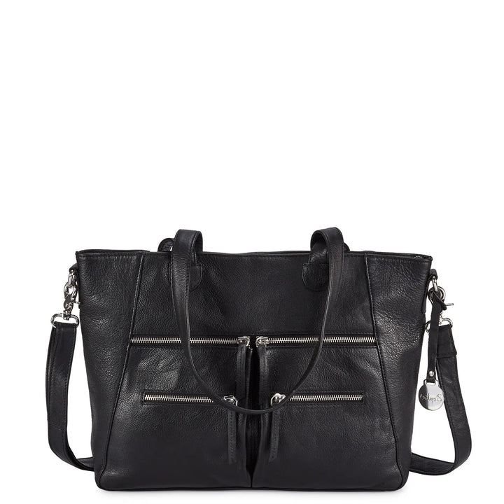 Style Nimbus i sort. Fantastisk smuk lædertaske, til hånd, skulder & crossbody, i mellemstørrelse Octopus Denmark
