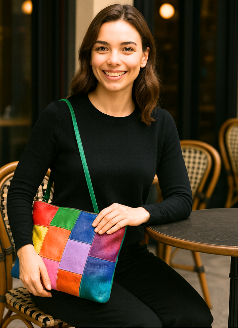  Style Quebec i ny smuk lys multifarve (kun ét stk. på lager). Superfed og flot shopper til skulder og crossbody