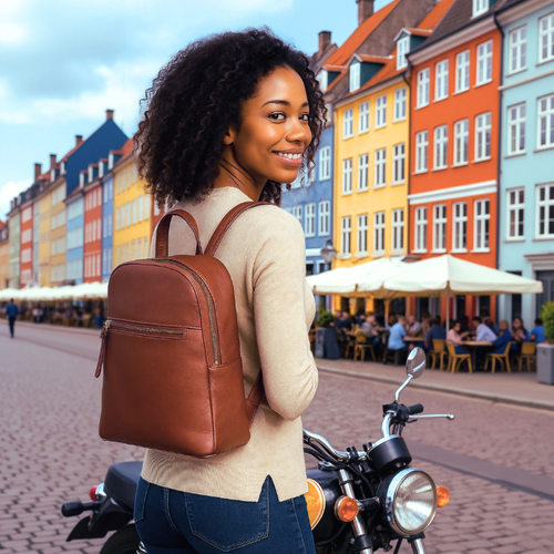 Style Palmas i smukt brunt læder. Suveræn, klassisk unisex rygsæk i flot kvalitetslæder med vintagefinish Octopus Denmark