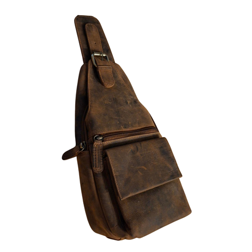 BEMÆRK: Kollektionsprøve. Style Pia. Super cool kombineret bumbag / slingbag i lækkert vintage læder