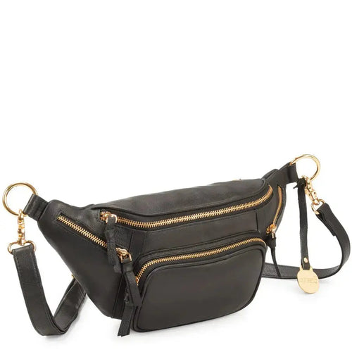 Style Norma i sort m. guld. Vidunderlig stor bumbag i læder m. masser af rum. Rolls-Royce modellen indenfor bumbags - Octopus Denmark