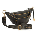 Style Norma i sort m. guld. Vidunderlig stor bumbag i læder m. masser af rum. Rolls-Royce modellen indenfor bumbags - Octopus Denmark