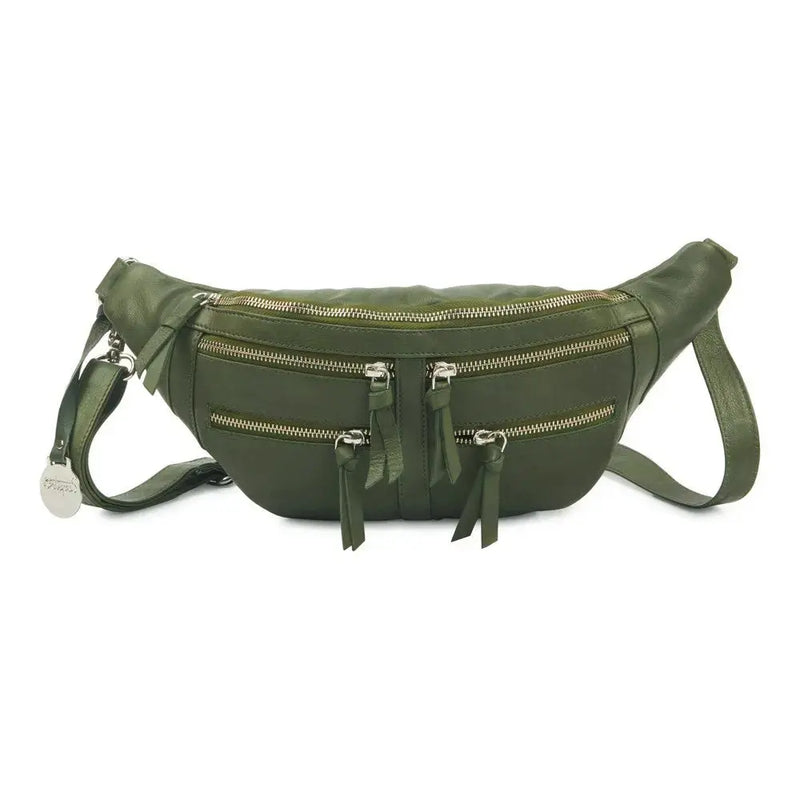 Style Honduras i flot armygrøn. Cool bumbag i kraftigt læder med masser af rum og lommer Octopus Denmark