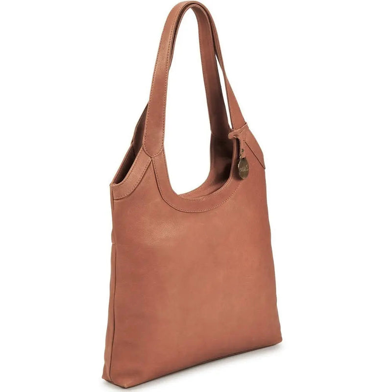 BEMÆRK: Fotoprøve. Style Laos i cognac. Ultrasmuk lædertaske, elegant kombineret skulder-, hånd- og crossbodytaske - Octopus Denmark