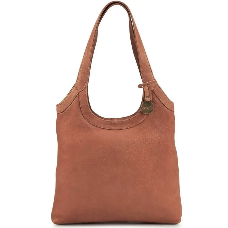BEMÆRK: Fotoprøve. Style Laos i cognac. Ultrasmuk lædertaske, elegant kombineret skulder-, hånd- og crossbodytaske - Octopus Denmark