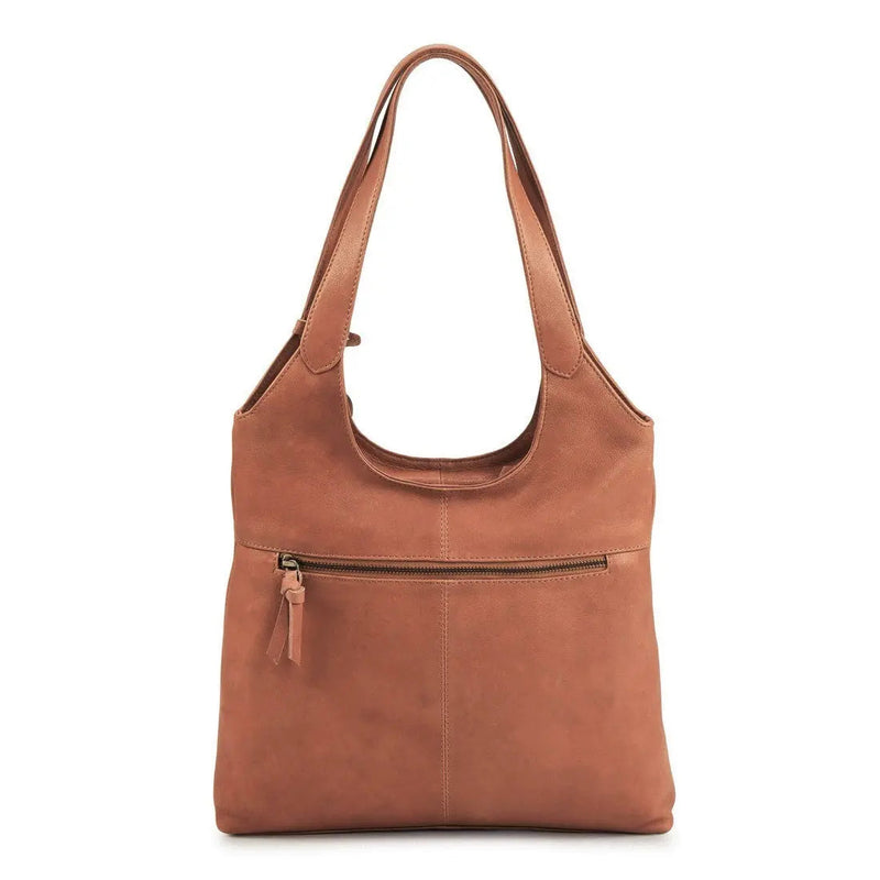 BEMÆRK: Fotoprøve. Style Laos i cognac. Ultrasmuk lædertaske, elegant kombineret skulder-, hånd- og crossbodytaske - Octopus Denmark