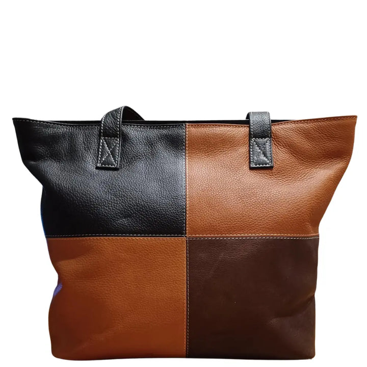 BEMÆRK: Kollektionsprøve. Style Nandi i sort/brun/cognac/mørkebrun. Vidunderlig, smuk hånd- skulder- og crossbodytaske - Octopus Denmark