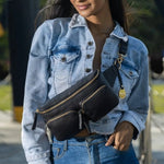 Style Nile i sort læder m. guld lynlås. Suveræn skulder,- crossbody & bumbag taske m. lynlåse i guld - Octopus Denmark