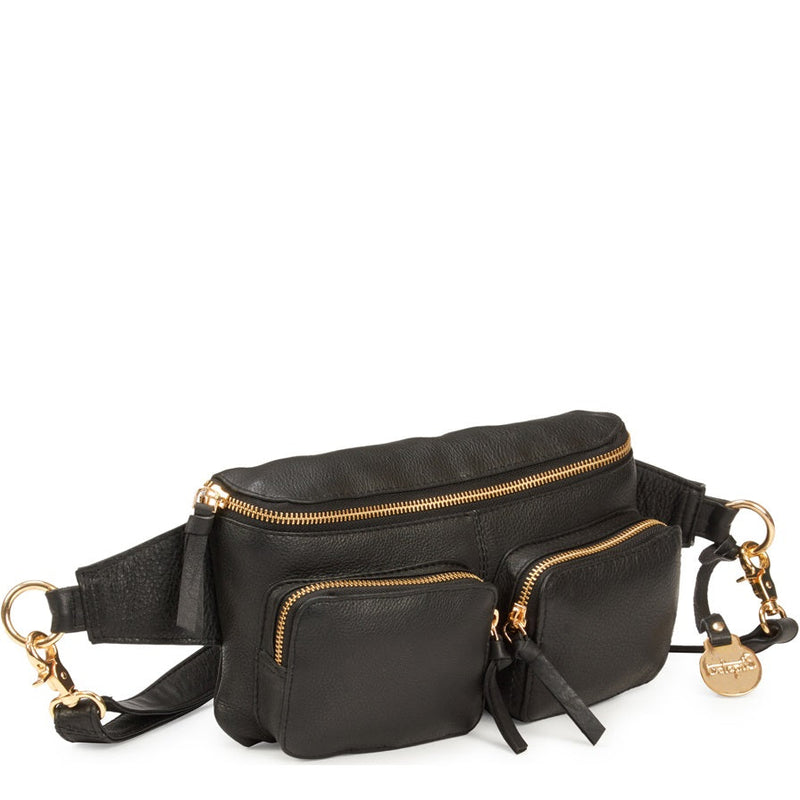 Style Nile i sort læder m. guld lynlås. Suveræn skulder,- crossbody & bumbag taske m. lynlåse i guld - Octopus Denmark