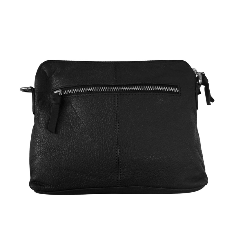 BEMÆRK: Kollektionsprøve. Style Pasadina skulder/crossbodytaske i sort læder med frontflap og masser af rum og lommer