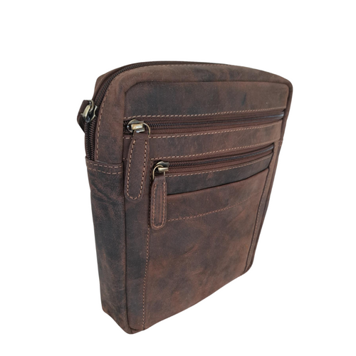 BEMÆRK: Kollektionsprøve. Style Oscura. Skulder- og crossbodytaske i mørkebrunt vintage-læder