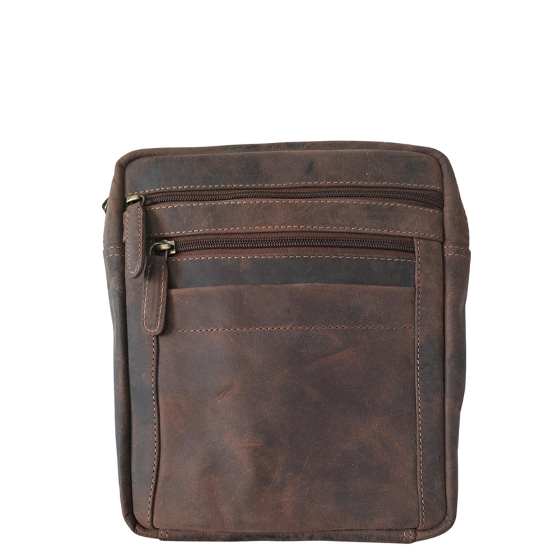 BEMÆRK: Kollektionsprøve. Style Oscura. Skulder- og crossbodytaske i mørkebrunt vintage-læder