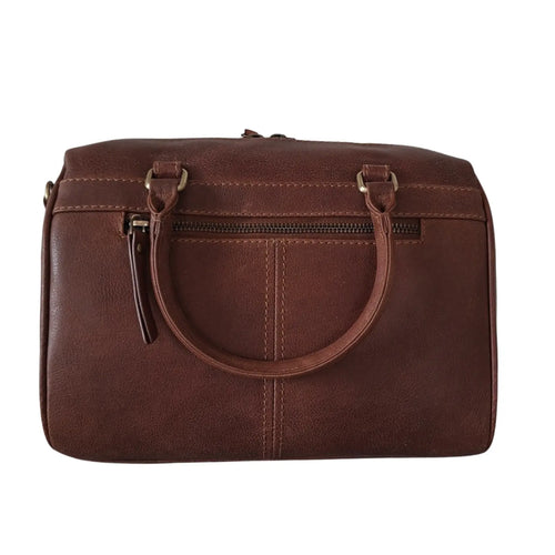 BEMÆRK: Kollektionsprøve. Style Palau. Super cool håndtaske i kraftigt mørkebrunt læder. Inkl. skulderrem til crossbody Octopus Denmark