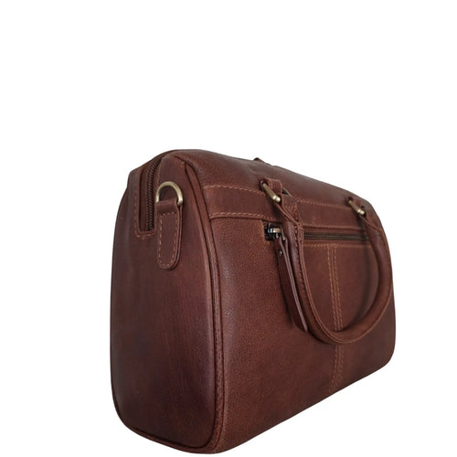 BEMÆRK: Kollektionsprøve. Style Palau. Super cool håndtaske i kraftigt mørkebrunt læder. Inkl. skulderrem til crossbody Octopus Denmark