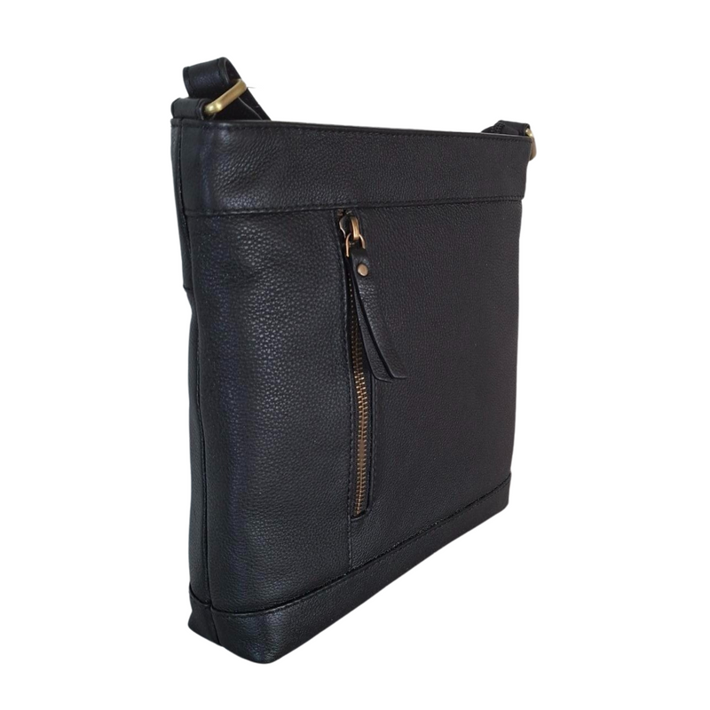 BEMÆRK: Kollektionsprøve. Style Pamala i smukt sort læder. Superlækker skulder- og crossbodytaske