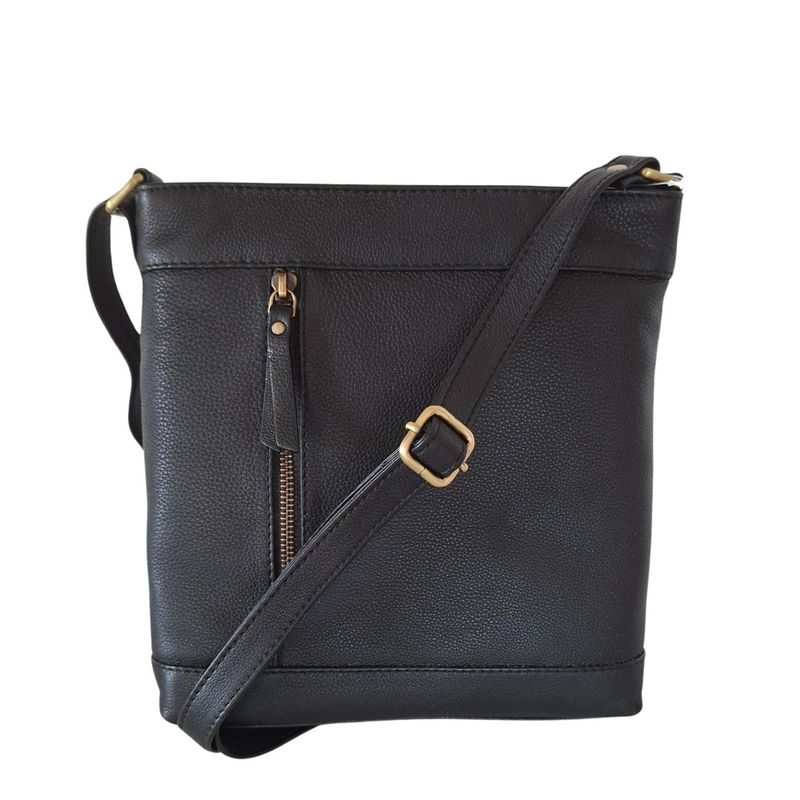 BEMÆRK: Kollektionsprøve. Style Pamala i smukt sort læder. Superlækker skulder- og crossbodytaske