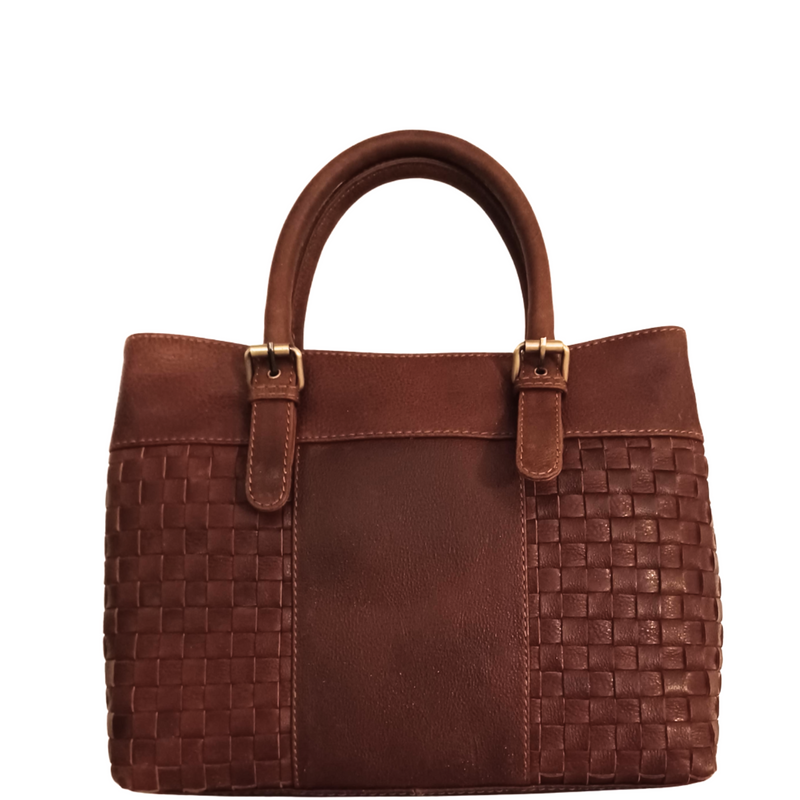 BEMÆRK: Kollektionsprøve. Style Panama. Flot håndtaske i kraftigt mørkebrunt læder. Inkl. skulderrem til crossbody