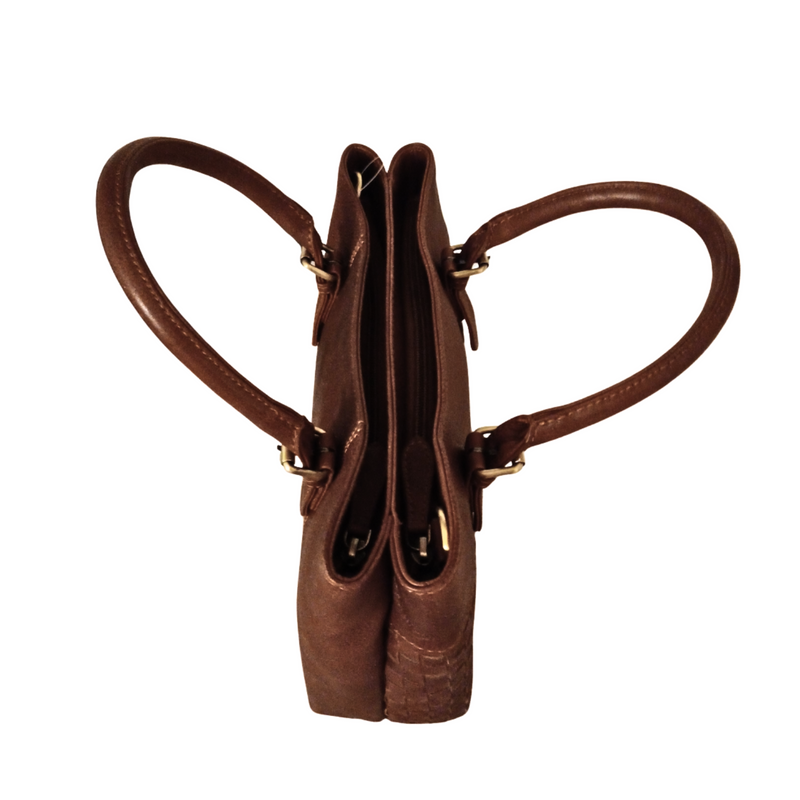 BEMÆRK: Kollektionsprøve. Style Panama. Flot håndtaske i kraftigt mørkebrunt læder. Inkl. skulderrem til crossbody