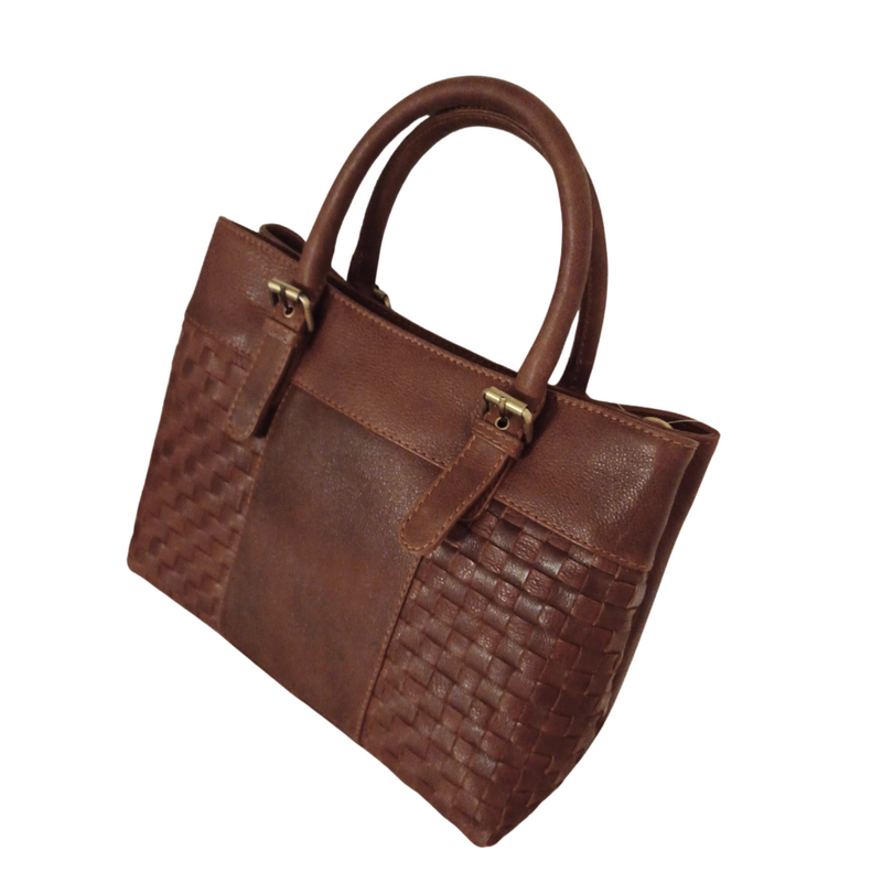 BEMÆRK: Kollektionsprøve. Style Panama. Flot håndtaske i kraftigt mørkebrunt læder. Inkl. skulderrem til crossbody
