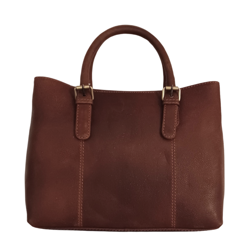 BEMÆRK: Kollektionsprøve. Style Panama. Flot håndtaske i kraftigt mørkebrunt læder. Inkl. skulderrem til crossbody