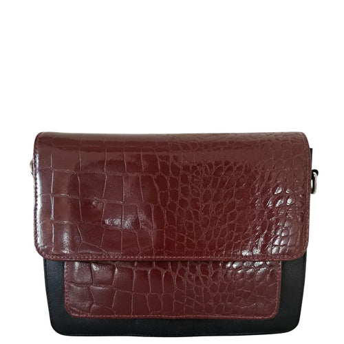 BEMÆRK: Kollektionsprøve. Style Polar i sort/mørkebordeaux. Fantastisk smuk lædertaske til crossbody / skuldertaske / clutch Octopus Denmark