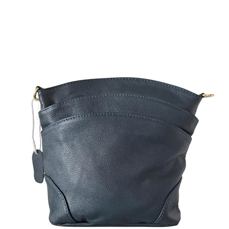 BEMÆRK: Kollektionsprøve. Style Pondus i mørkeblåt læder m. guld fittings. Dejlig skulder- og crossbodytaske i mellemstørrelse Octopus Denmark