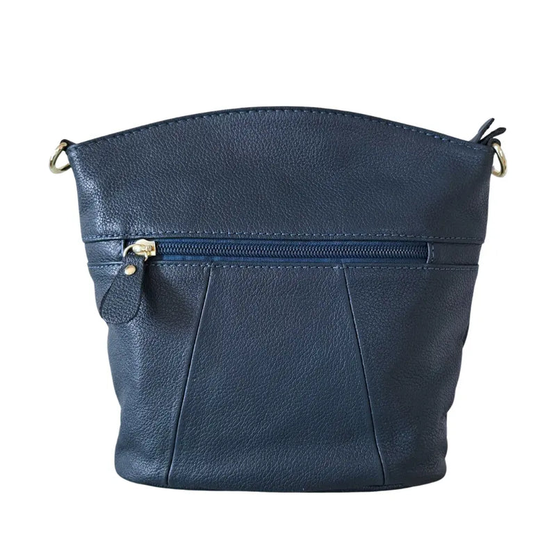 BEMÆRK: Kollektionsprøve. Style Pondus i mørkeblåt læder m. guld fittings. Dejlig skulder- og crossbodytaske i mellemstørrelse Octopus Denmark