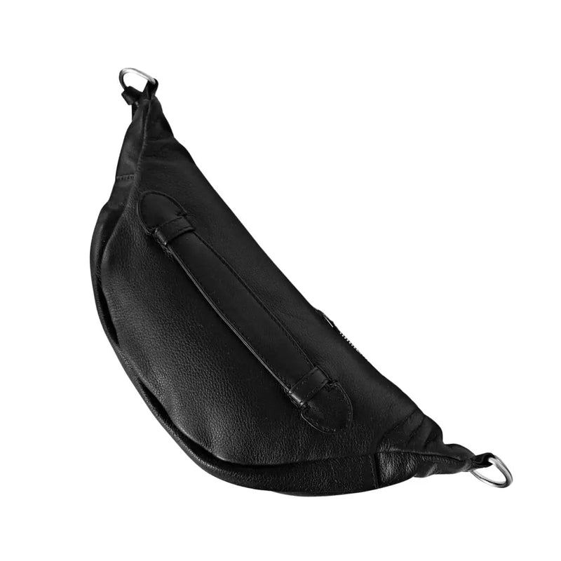 Style Portugal i sort kvalitetslæder. Stor og rummelig bumbag med plads til det meste inkl. vandflasken Octopus Denmark