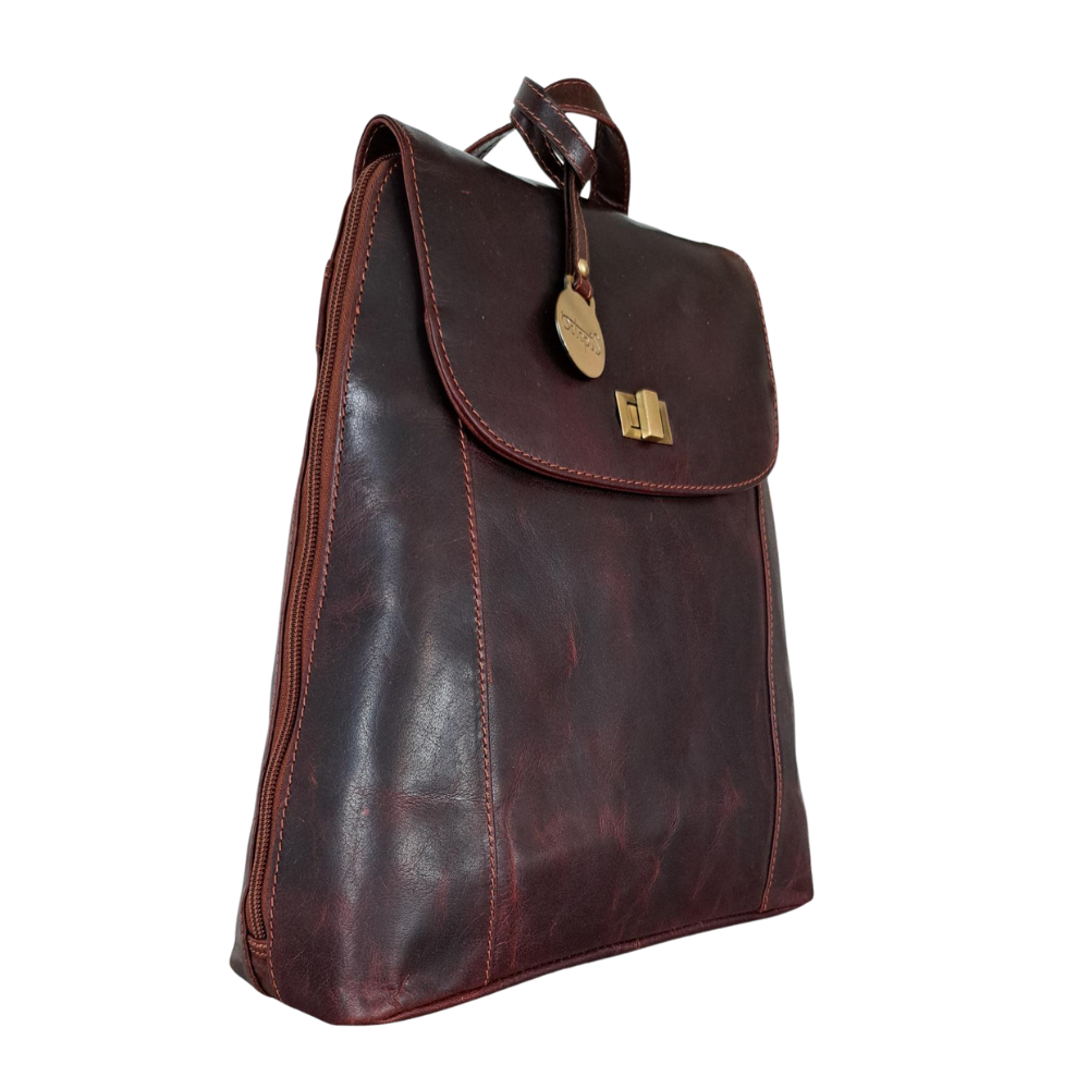  BEMÆRK: Kollektionsprøve. Style Pretty i mørkebrun. Elegant og rå læderrygsæk i smukt vintagelæder med flotte detaljer