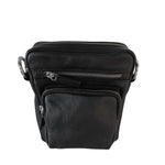 BEMÆRK: Kollektionsprøve. Style Orbit i sort med sølv. Perfekt unisex skulder- og crossbodytaske i smukt kvalitetslæder Octopus Denmark