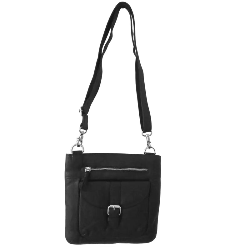 BEMÆRK: Kollektionsprøve. Style Oscura skulder- og crossbodytaske i sort læder med stor flot frontlomme Octopus Denmark