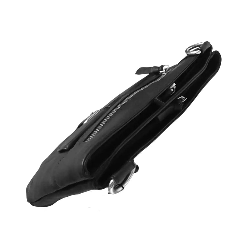 BEMÆRK: Kollektionsprøve. Style Oscura skulder- og crossbodytaske i sort læder med stor flot frontlomme Octopus Denmark