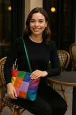 Style Quebec i smukt multifarve. Superfed og flot shopper til skulder og crossbody Octopus Denmark