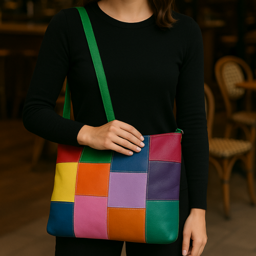Style Quebec i smukt multifarve. Superfed og flot shopper til skulder og crossbody Octopus Denmark