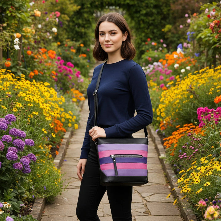 Style Quest i smukke farver (sort, pink, lilla, rosa). Skøn crossover & skuldertaske i kraftigt kvalitetslæder (Copy) Octopus Denmark