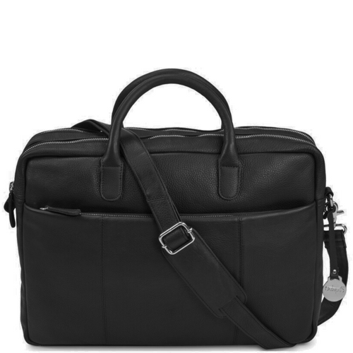 Style Ocean i smukt sort kvalitetslæder. Fed unisex rejse- og arbejdstaske med plads til din laptop Octopus Denmark