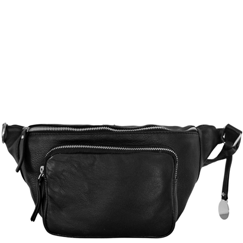 Style Paris i sort. Flot unisex bumbag i kraftigt kvalitetslæder m. stort hovedrum og stor flot frontlomme Octopus Denmark