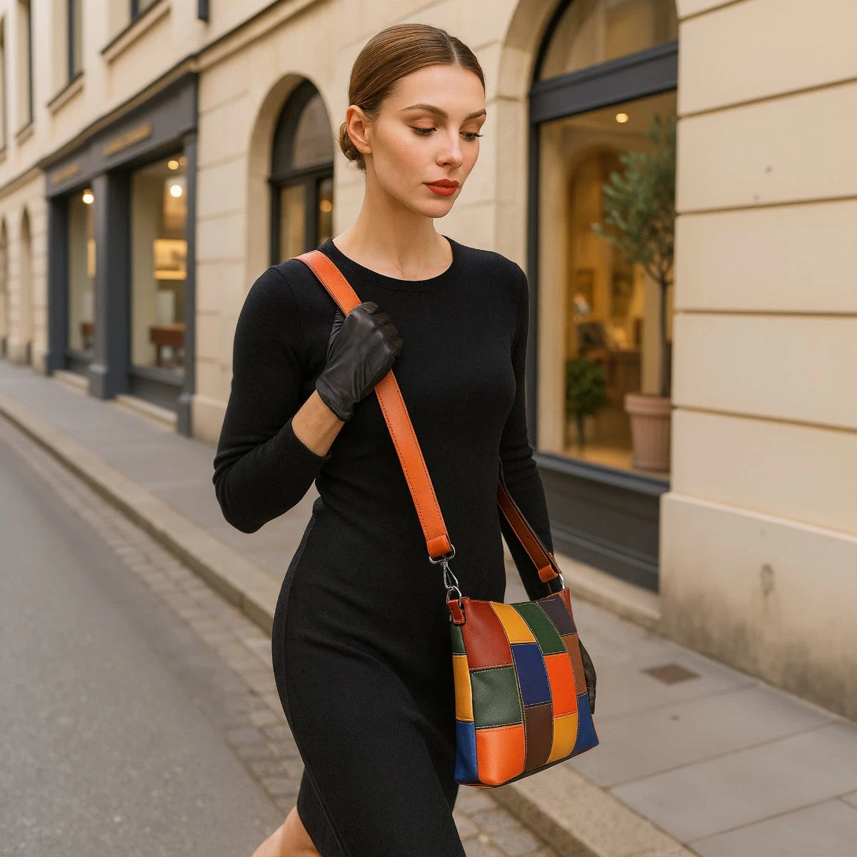  Style Pisa i smuk mørk multifarve. Superfed og flot shopper til skulder og crossbody