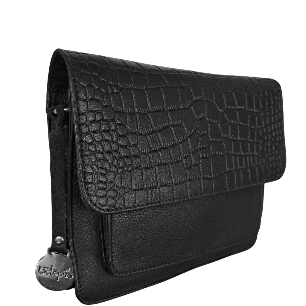  Style Qian i sort DDM læder. Fantastisk smuk crossbody skuldertaske / håndtaske / clutch