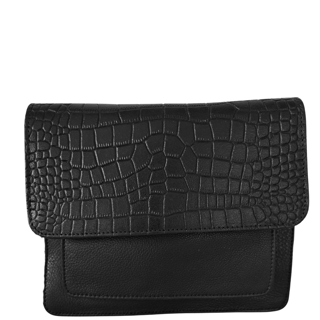  Style Qian i sort DDM læder. Fantastisk smuk crossbody skuldertaske / håndtaske / clutch