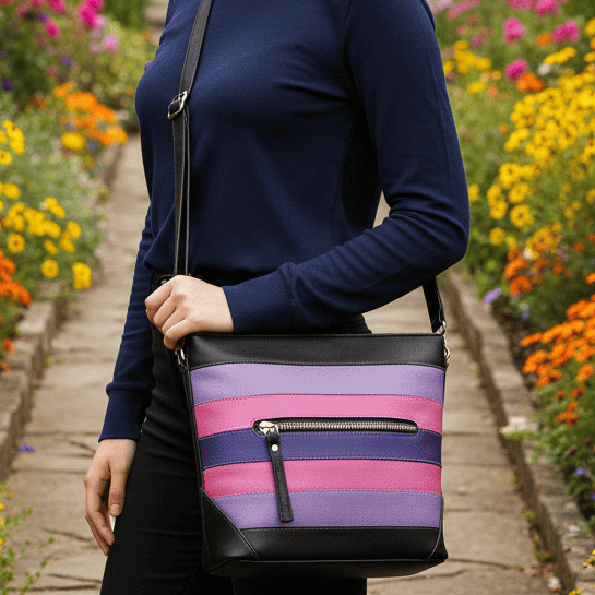 Style Quest i 4 smukke farver (sort, pink, lilla, rosa). Skøn crossover & skuldertaske i kraftigt kvalitetslæder Octopus Denmark