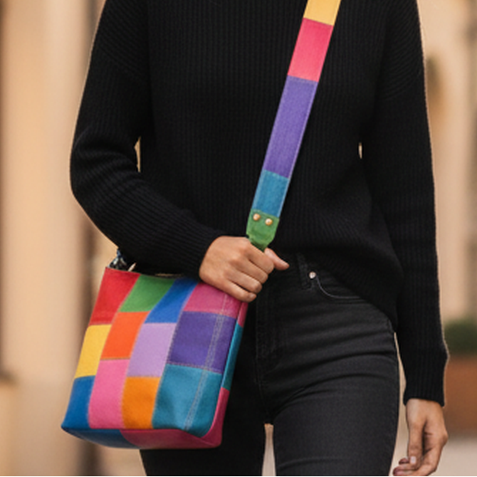  Style Quito i ny smuk multifarve. Superfed mindre slingbag til skulder og crossbody