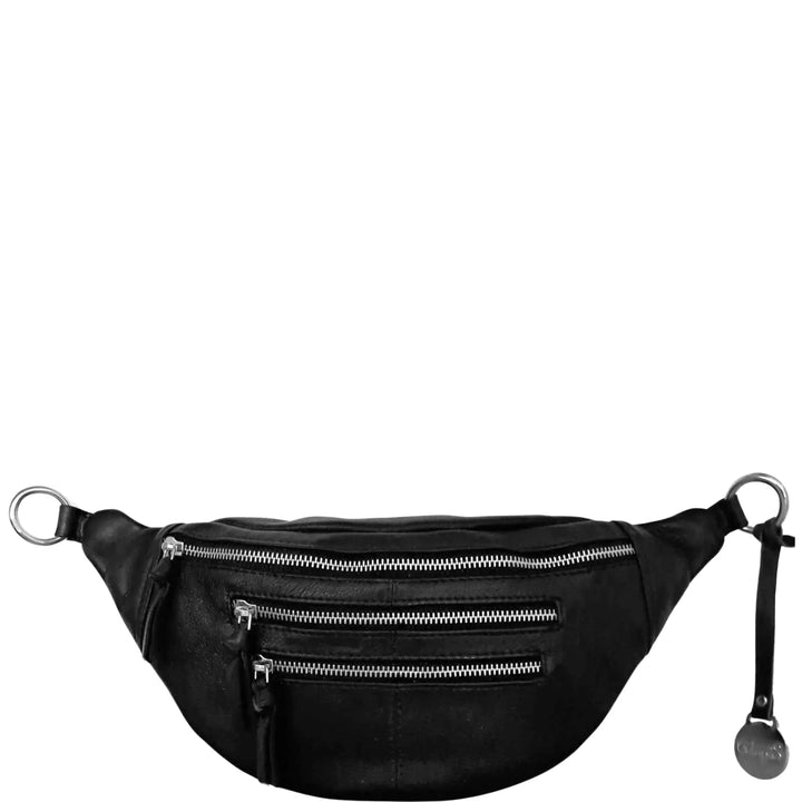 Style Cinta i ny opgraderet variant. Sort m. lynlåse i sølv og aftagelige remme. Fed bestseller bumbag i smukt læder Octopus Denmark