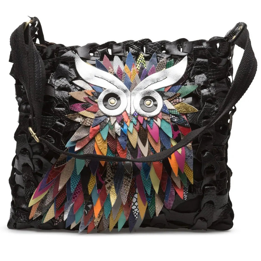  Style Ella i Sort/Multi. Den ikoniske ugletaske fra Octopus i flettet skind